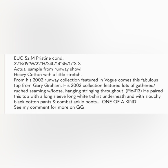 GARY GRAHAM RUNWAY 2002 COLLECTION DISTRESSED TOP - Picture 6 of 6